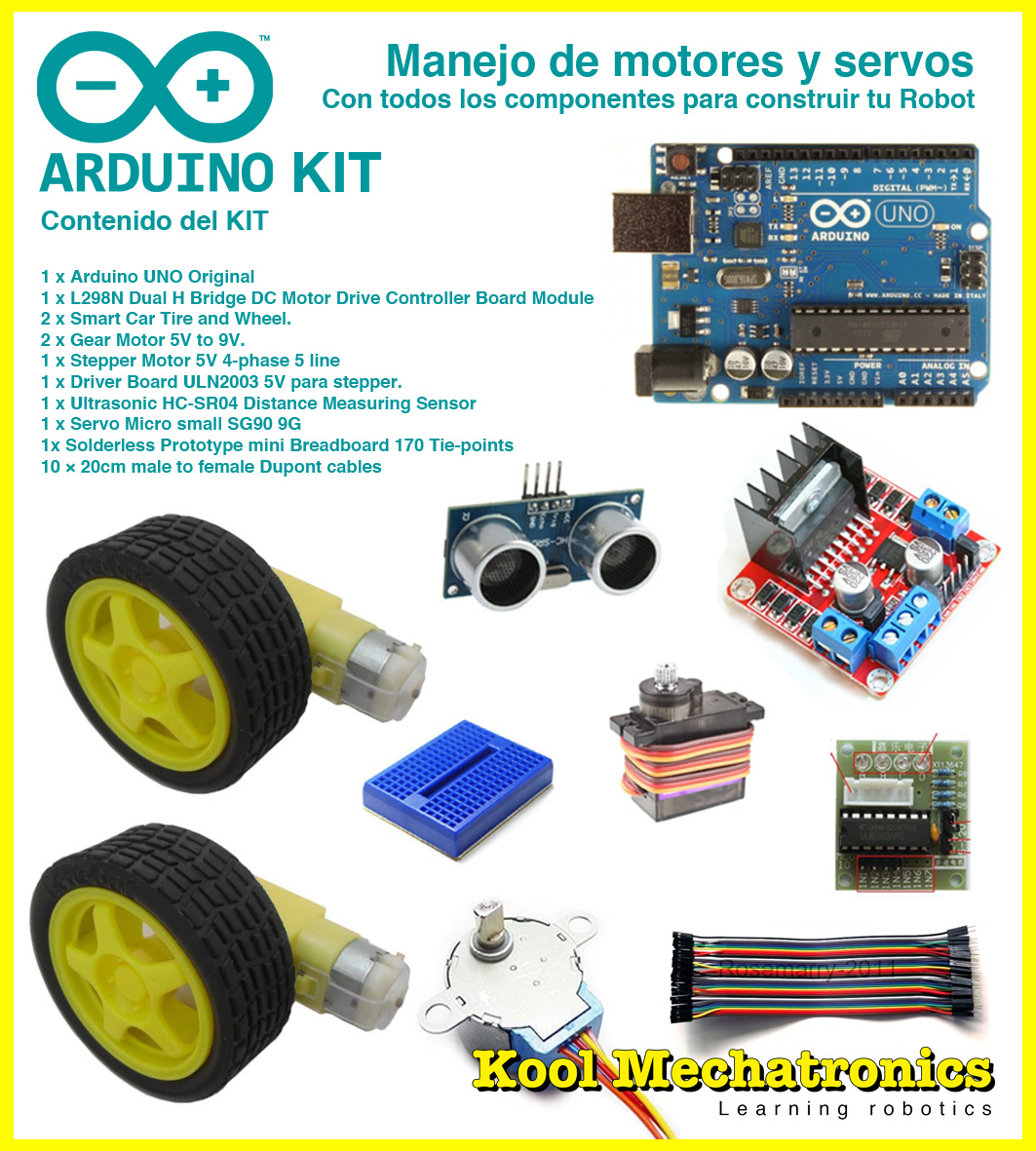 Aprender a manejar motores con Kool Mechatronics Arduino Kit : motores y servos, componentes de robot